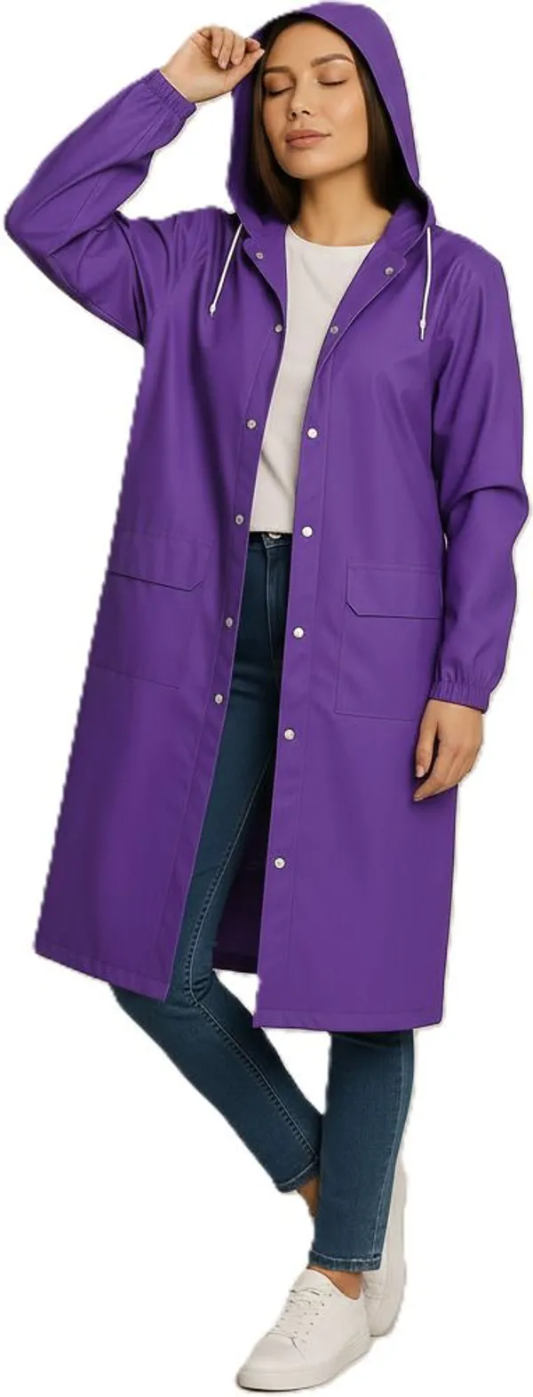 Purple_Polyester_Solid_Raincoat_For_Men_&_Women