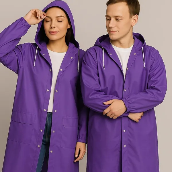 Purple_Polyester_Solid_Raincoat_For_Men_&_Women
