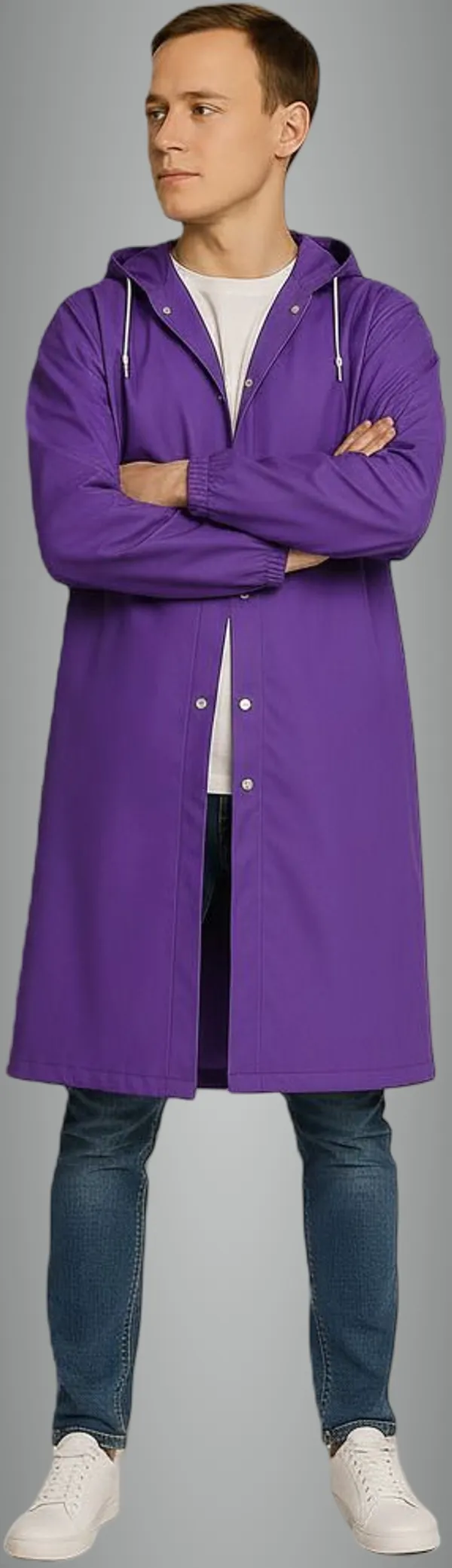 Purple_Polyester_Solid_Raincoat_For_Men_&_Women