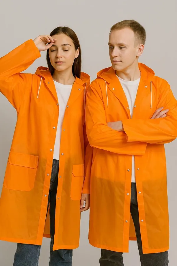 Orange_Polyester_Solid_Raincoat_For_Men_&_Women