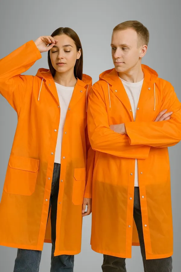 Orange_Polyester_Solid_Raincoat_For_Men_&_Women