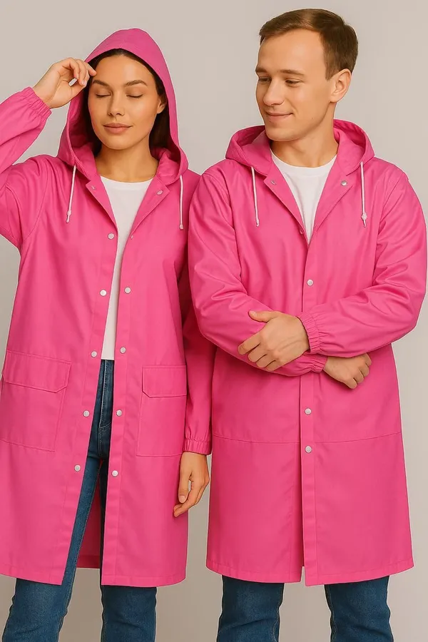 Pink_Polyester_Solid_Raincoat_For_Men_&_Women