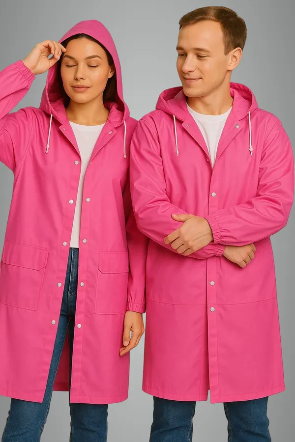 Pink_Polyester_Solid_Raincoat_For_Men_&_Women