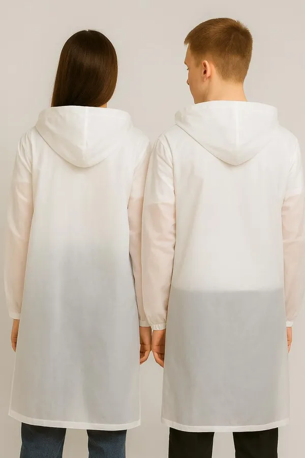 White_Polyester_Solid_Raincoat_For_Men_&_Women