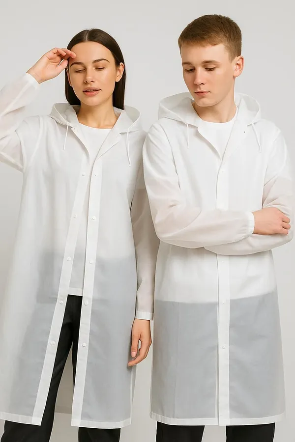 White_Polyester_Solid_Raincoat_For_Men_&_Women