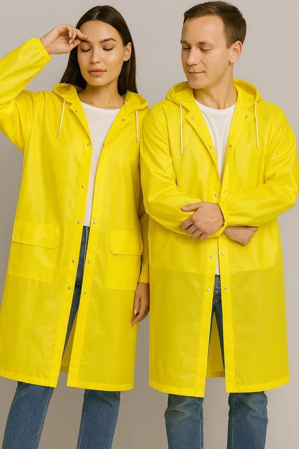 Yellow_Polyester_Solid_Raincoat_For_Men_&_Women