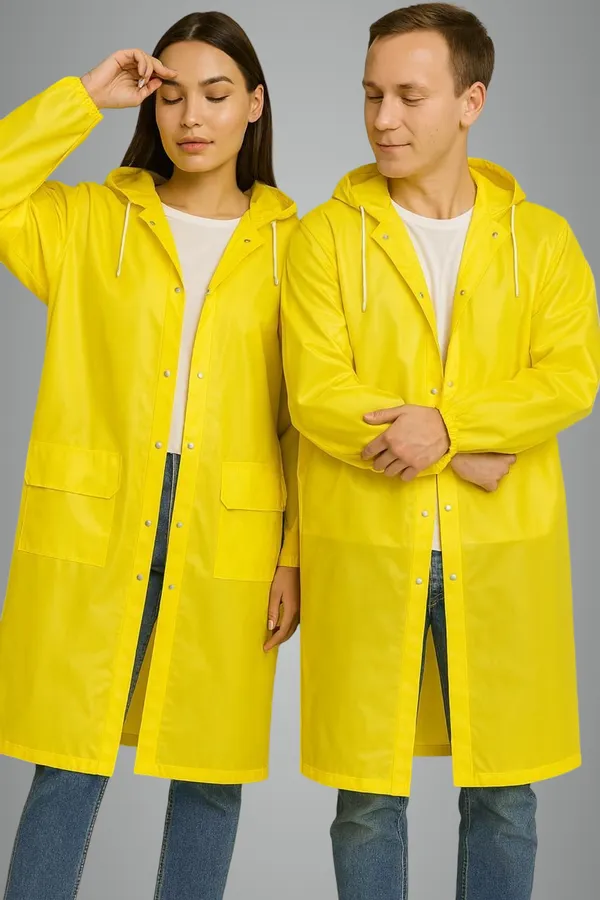 Yellow_Polyester_Solid_Raincoat_For_Men_&_Women