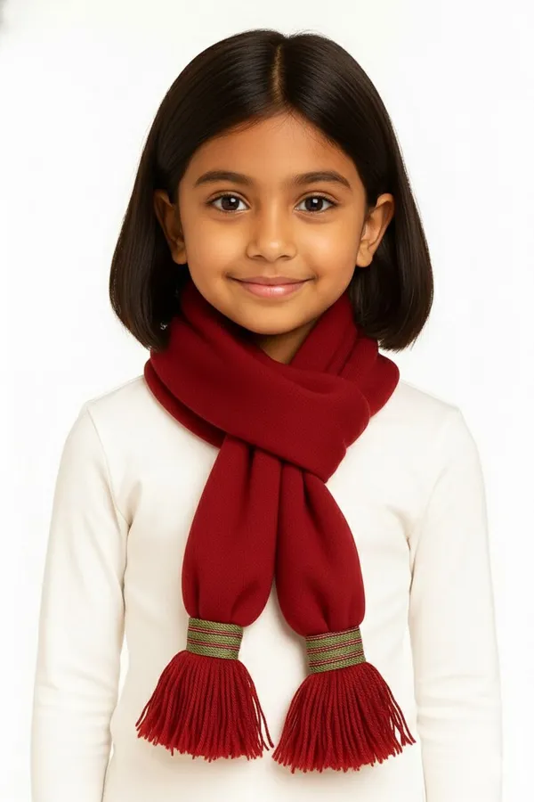 Red_Wool_Blend_Solid_Muffler_For_Girls