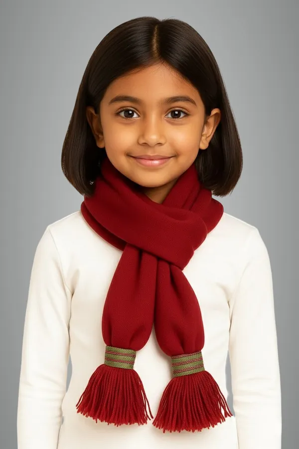 Red_Wool_Blend_Solid_Muffler_For_Girls