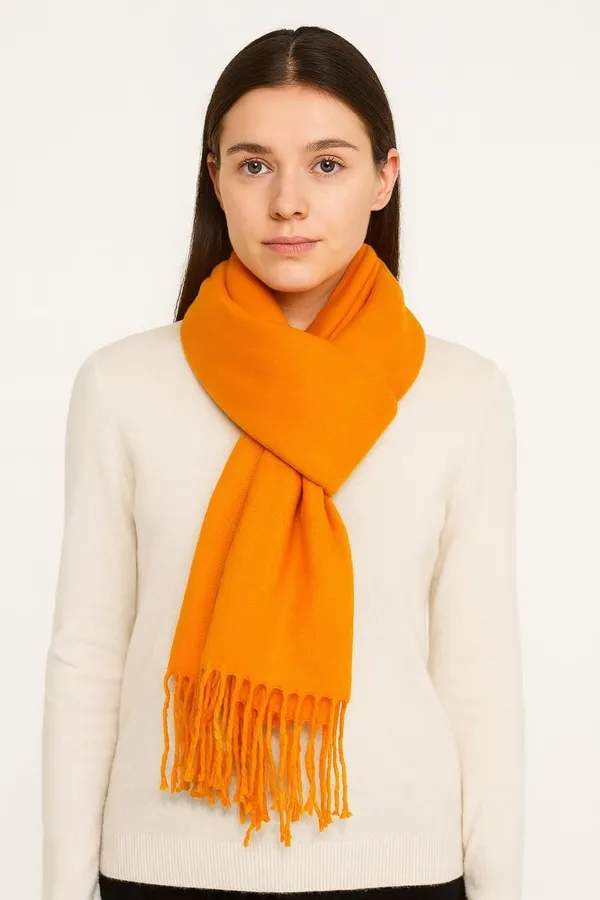 Orange_Wool_Solid_Shawl_For_Women