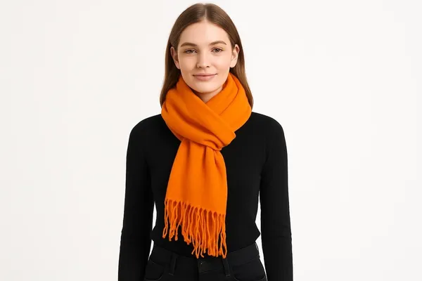Orange_Wool_Solid_Shawl_For_Women
