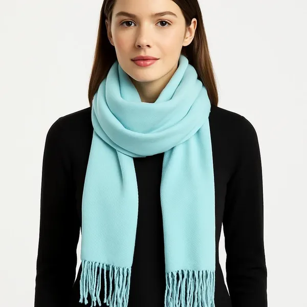 Light_Blue_Wool_Solid_Shawl_For_Women