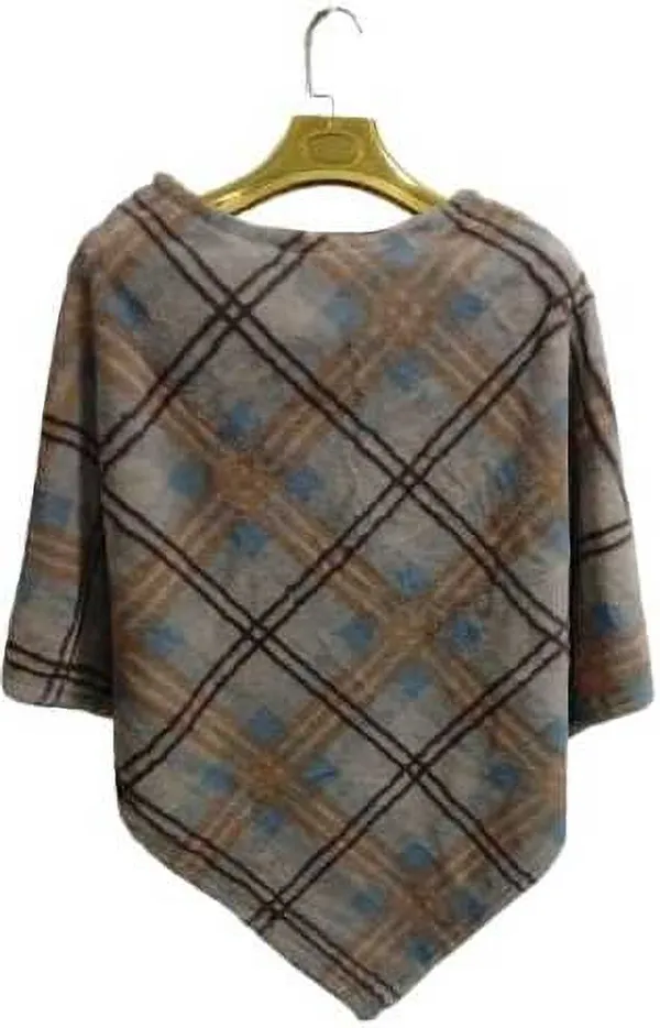 Multicolor_Wool_Blend_Wool_Blend_Poncho_For_Women