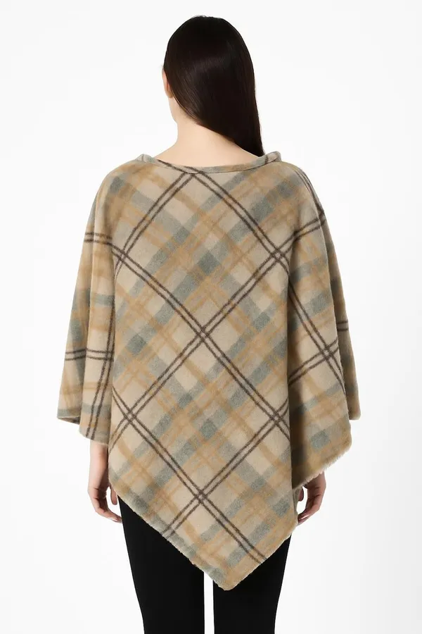 Multicolor_Wool_Blend_Wool_Blend_Poncho_For_Women
