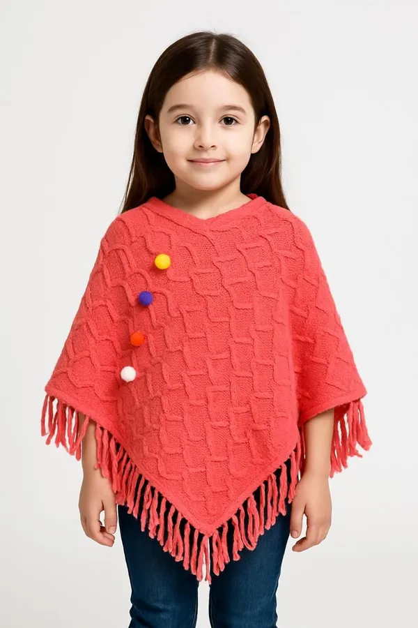 Peach_Velvet_Poncho_For_Girls