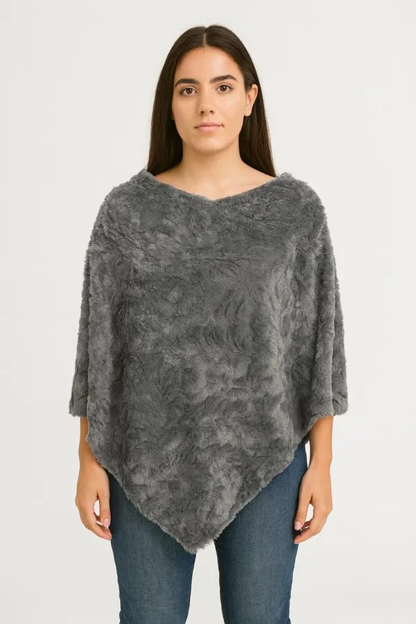 Grey_Velvet_Poncho_For_Women