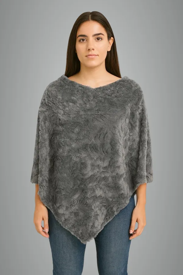 Grey_Velvet_Poncho_For_Women