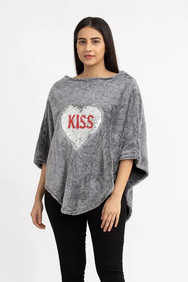 Grey_Velvet_Poncho_For_Women