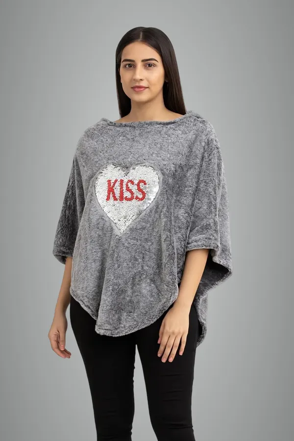 Grey_Velvet_Poncho_For_Women