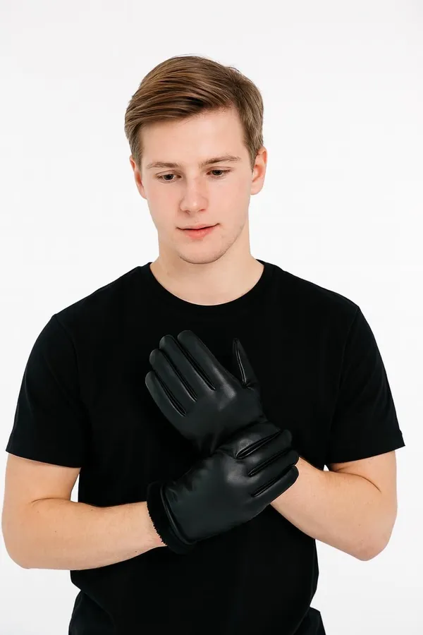 Black_Leather_Solid_Winter_Gloves_For_Men