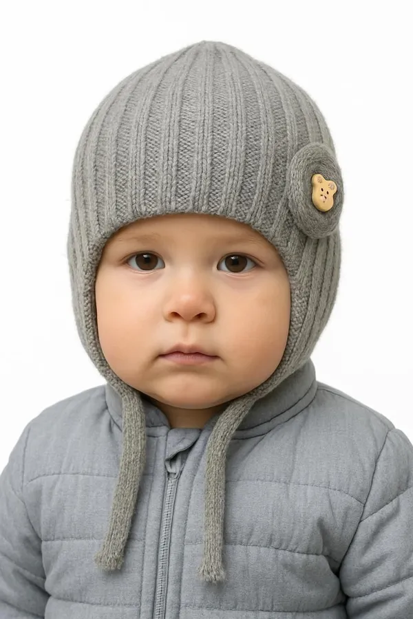 Grey_Wool_Blend_Cap_For_Boys_&_Girls
