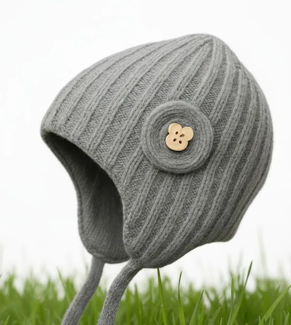Grey_Wool_Blend_Cap_For_Boys_&_Girls