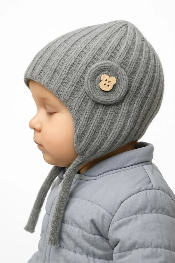Grey_Wool_Blend_Cap_For_Boys_&_Girls
