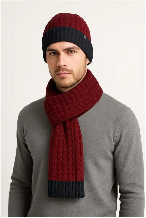 Maroon_Wool_Blend_Solid_Muffler_For_Men
