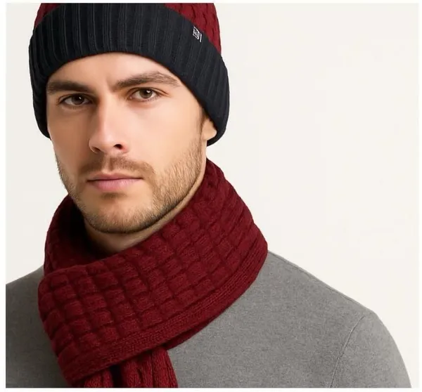 Maroon_Wool_Blend_Solid_Muffler_For_Men