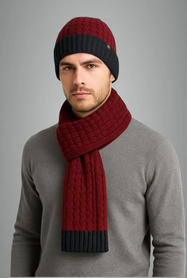 Maroon_Wool_Blend_Solid_Muffler_For_Men