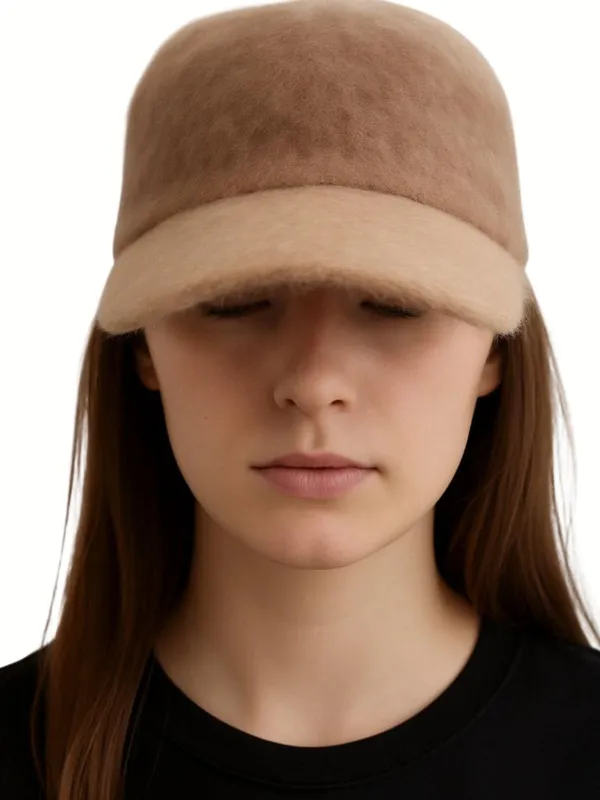 Brown_Wool_Solid_Sports/Regular_Cap_For_Women
