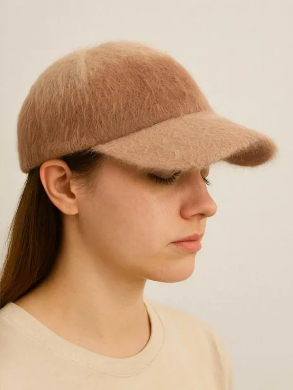 Brown_Wool_Solid_Sports/Regular_Cap_For_Women