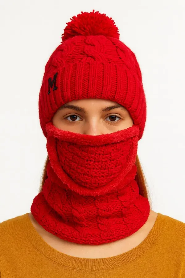 Red_Wool_Solid_Beanie_Cap_For_Women