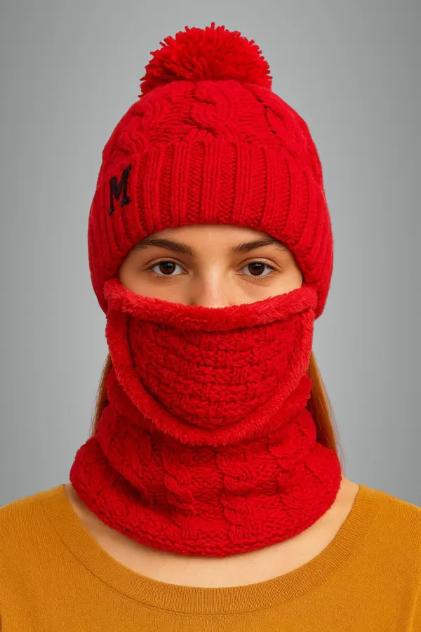 Red_Wool_Solid_Beanie_Cap_For_Women