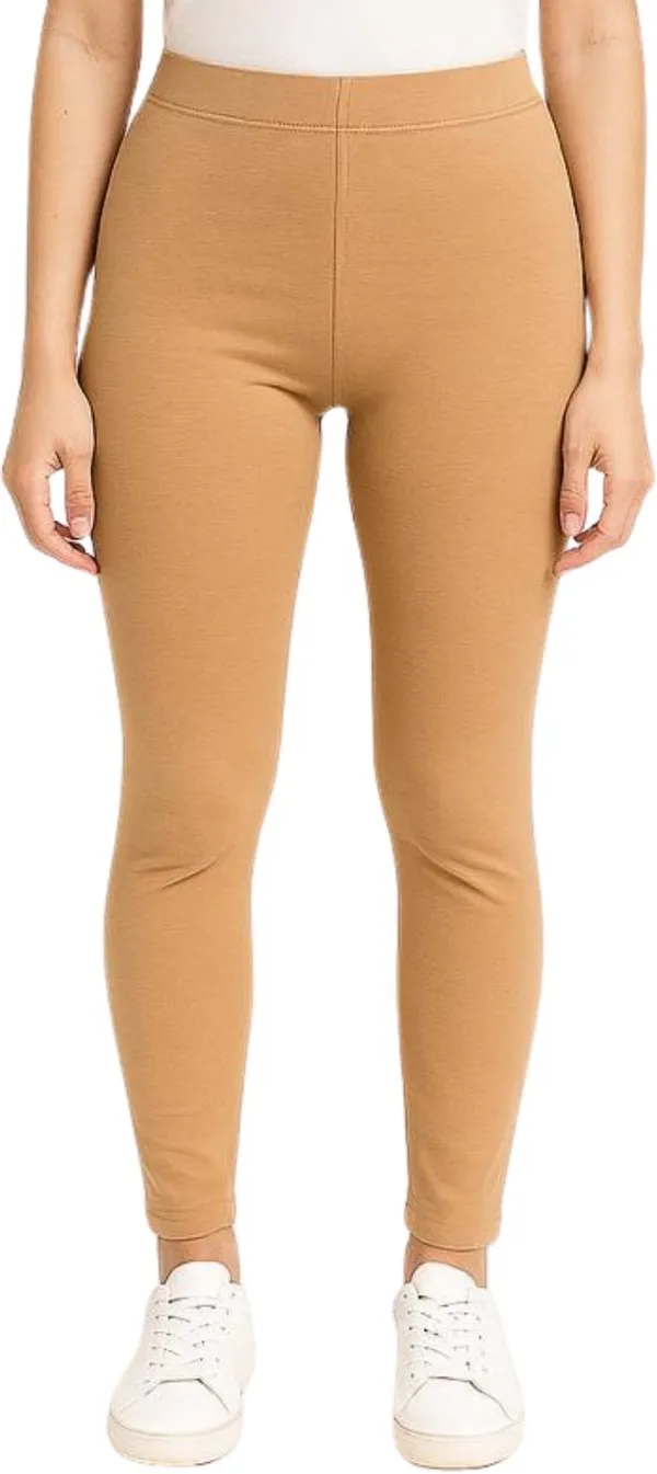 Beige_Cotton_Blend_Ankle_Length_Western_Wear_Legging_For_Women