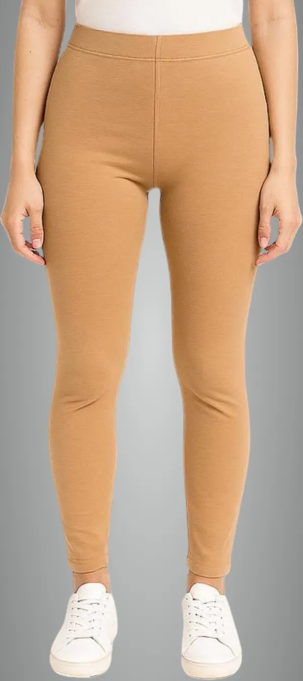 Beige_Cotton_Blend_Ankle_Length_Western_Wear_Legging_For_Women