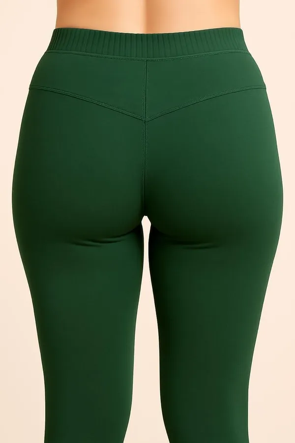Dark_Green_Cotton_Blend_Churidar_Western_Wear_Legging_For_Women