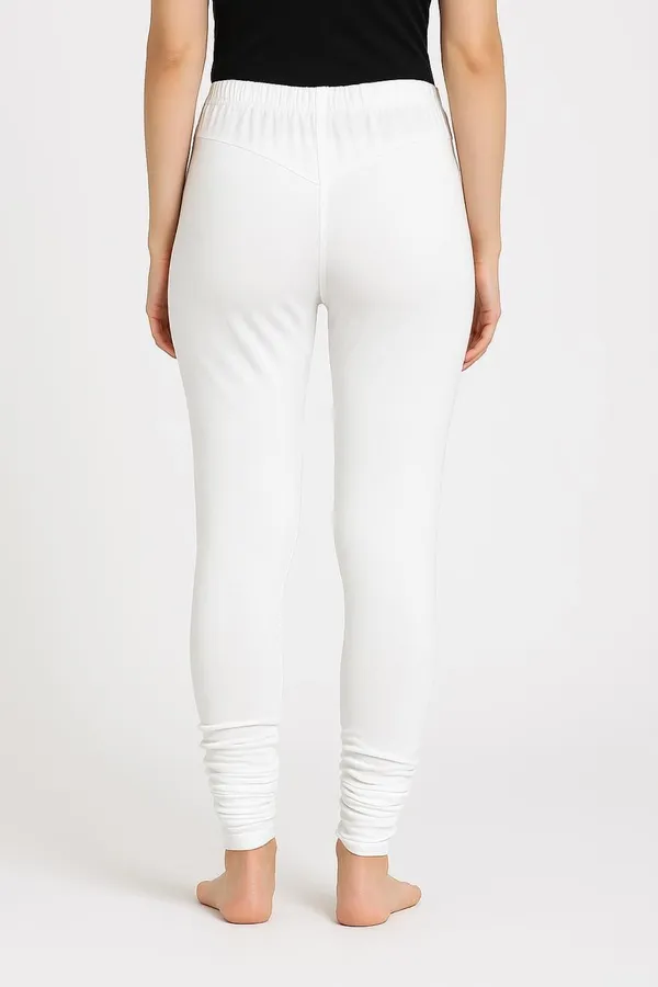 White_Cotton_Blend_Churidar_Western_Wear_Legging_For_Women