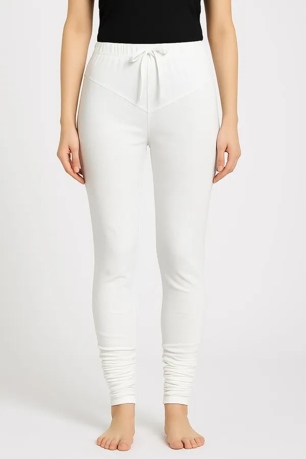 White_Cotton_Blend_Churidar_Western_Wear_Legging_For_Women