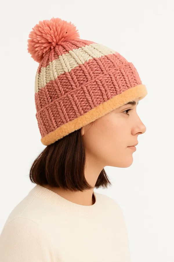 Pink_Woolen_Embroidered_Sports/Regular_Cap_For_Men_&_Women