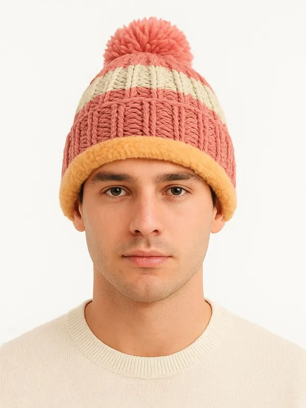 Pink_Woolen_Embroidered_Sports/Regular_Cap_For_Men_&_Women