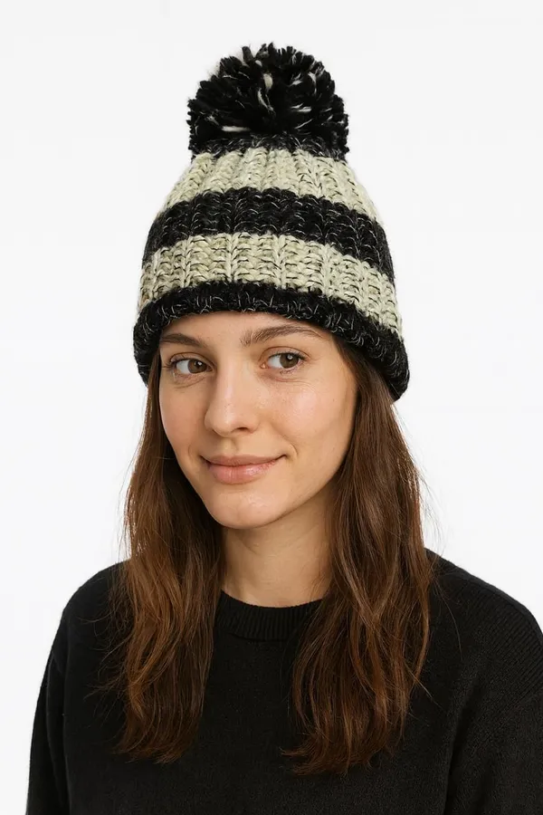 Black_&_White_Woolen_Printed_Sports/Regular_Cap_For_Men_&_Women