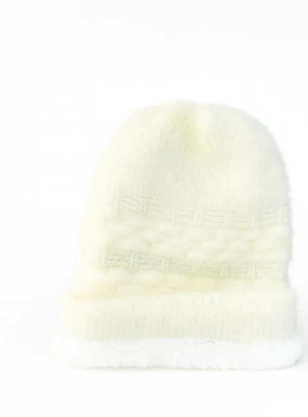 White_Wool_Solid_Sports/Regular_Cap_For_Women