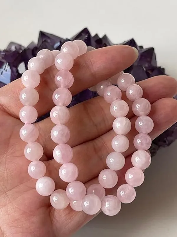 Pink_Rose_Quartz_Stone_Double_String_Bracelet_For_Unisex