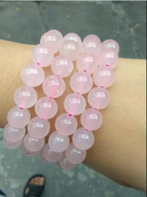 Pink_Rose_Quartz_Stone_Double_String_Bracelet_For_Unisex