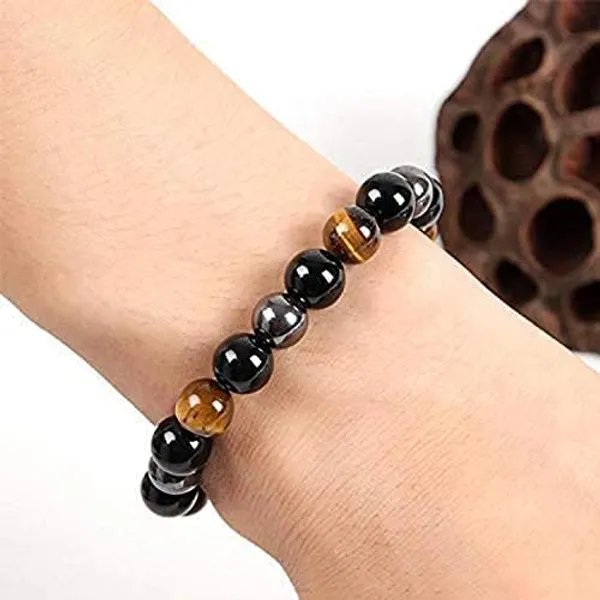 Triple_eye_protection_black_obsidian_Hematite_Tiger_Eye_Combo_Bracelet_For_Unisex