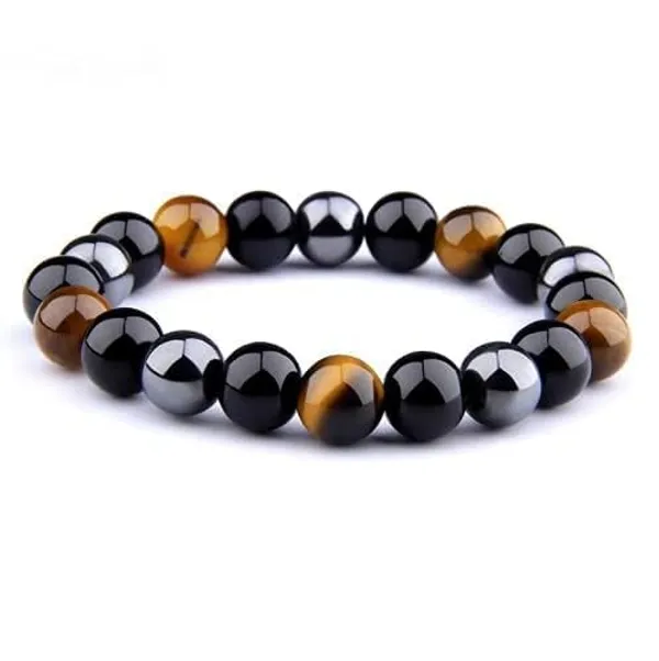 Triple_eye_protection_black_obsidian_Hematite_Tiger_Eye_Combo_Bracelet_For_Unisex