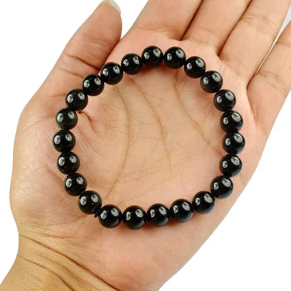 Black_Natural_Obsidian_Stone_Bead_Bracelet_For_Unisex