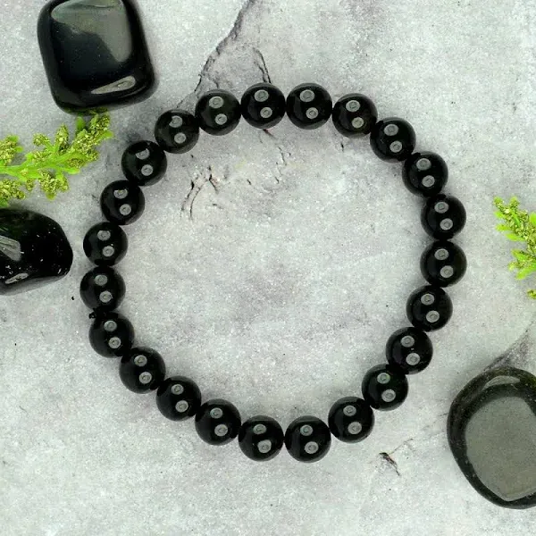 Black_Natural_Obsidian_Stone_Bead_Bracelet_For_Unisex