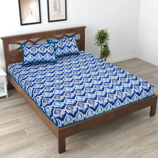 JAMG_Soft_Cotton_Bedsheet_with_Pillow_Covers_for_Double_Size_Bed_|_Printed_Comfortable_Bedding_Set_|_Smooth_Breathable_Fabric_|_Elegant_Home_Furnishing__APPLE_PAN_PATTA_Multi-Color_45